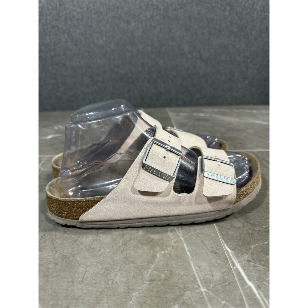 Birkenstock Arizona Light Pink Strap Leather Sandals Silver Women US 7 EU 38 B2